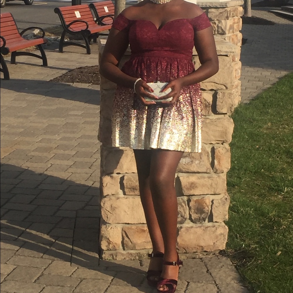 Camille La Vie Ombré Formal Off the Shoulder Dress